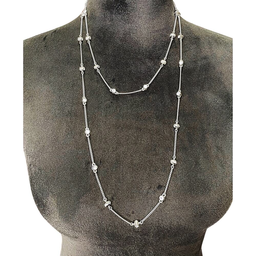 NWT - Ann Taylor Layered Silver Necklace w/Crystallized Swarovski Elements